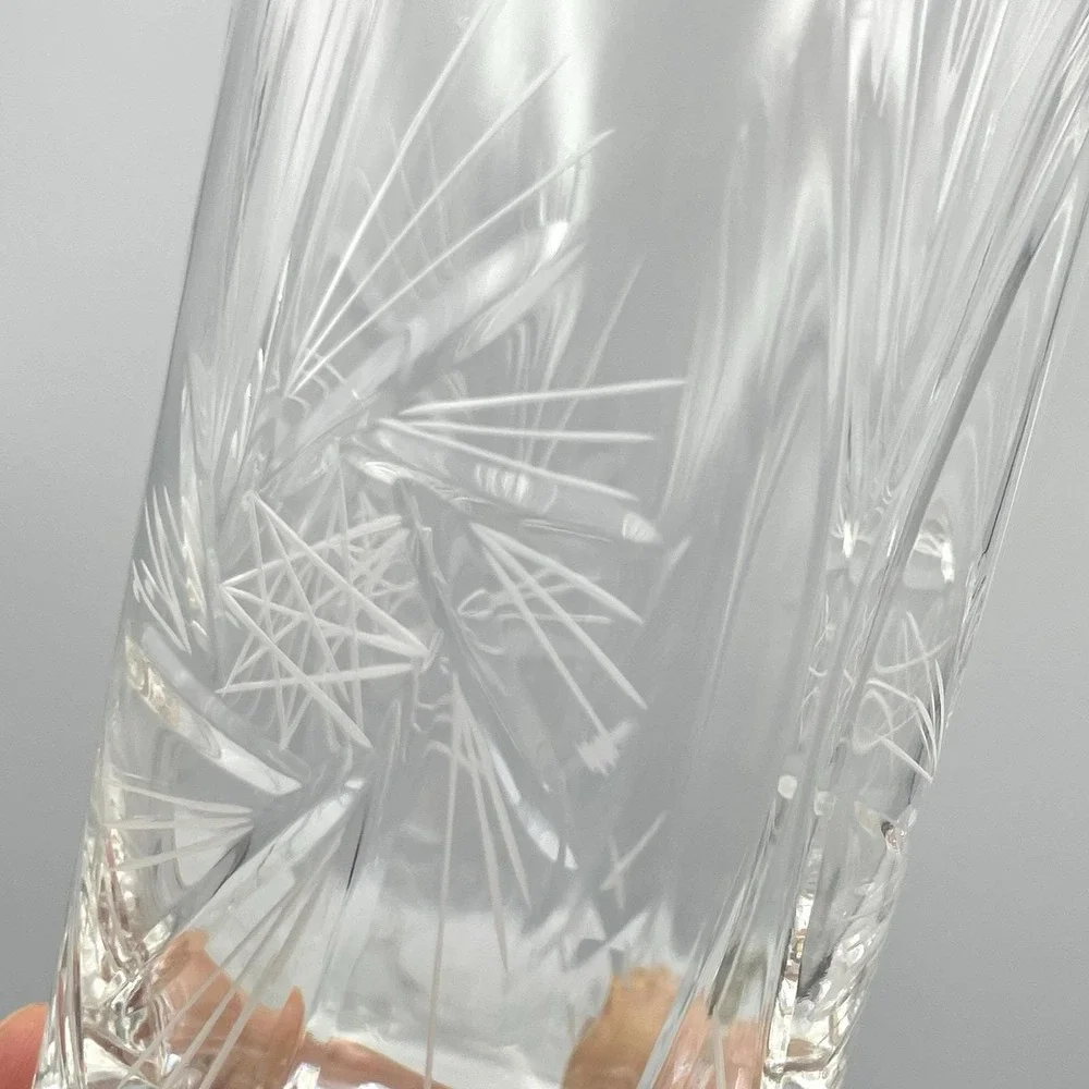 Vintage 1980s Cut Crystal Starburst Fan Highball Glasses Set‎ of 3